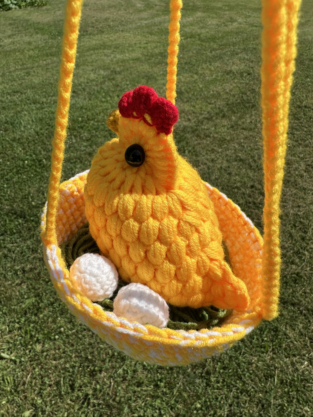 Crochet Chicken in Nest, with Eggs