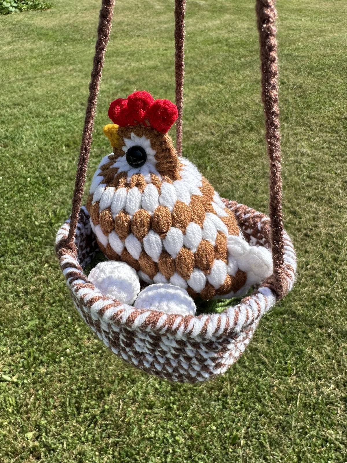 Crochet Chicken in Nest, with Eggs