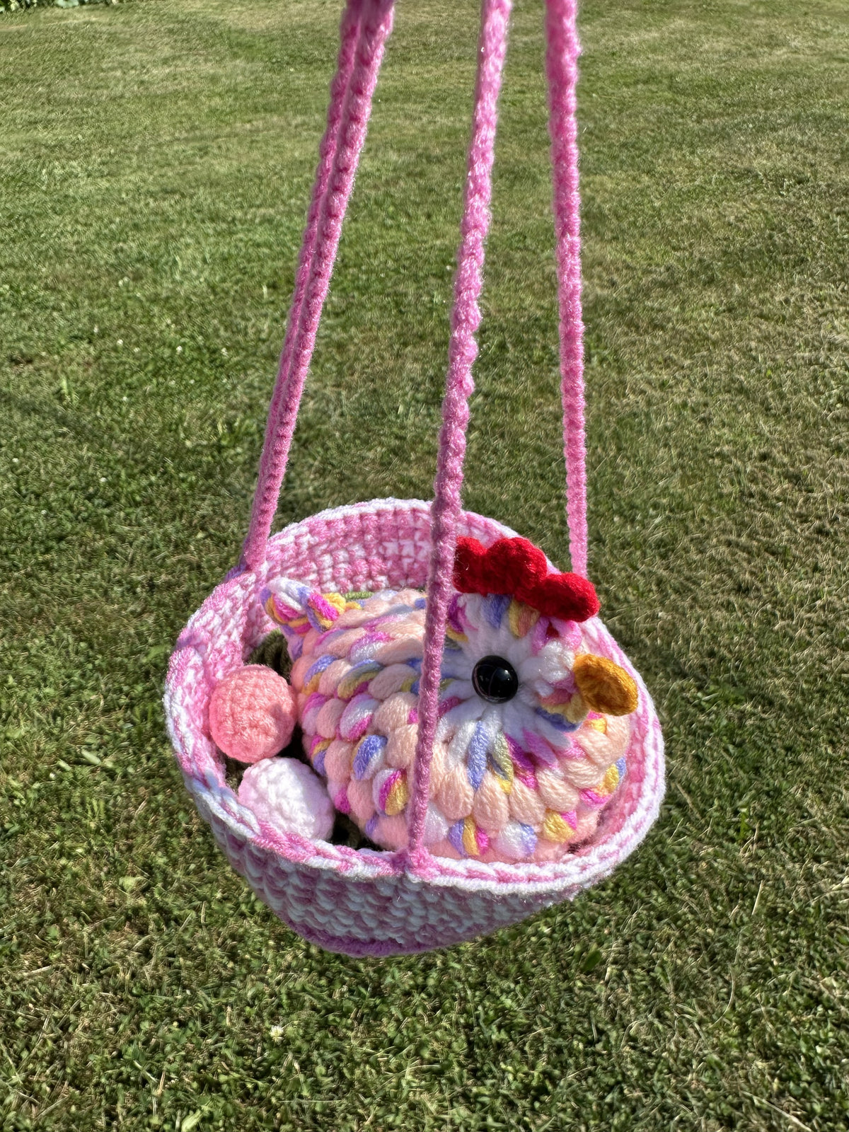 Crochet Chicken in Nest, with Eggs