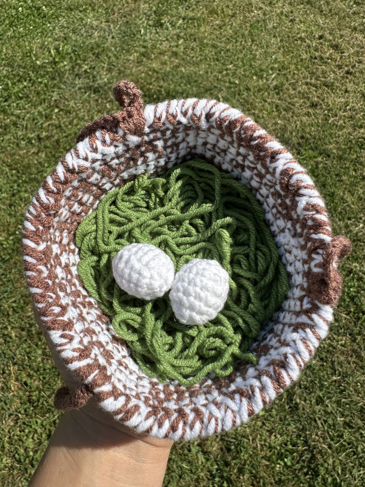 Crochet Chicken in Nest, with Eggs