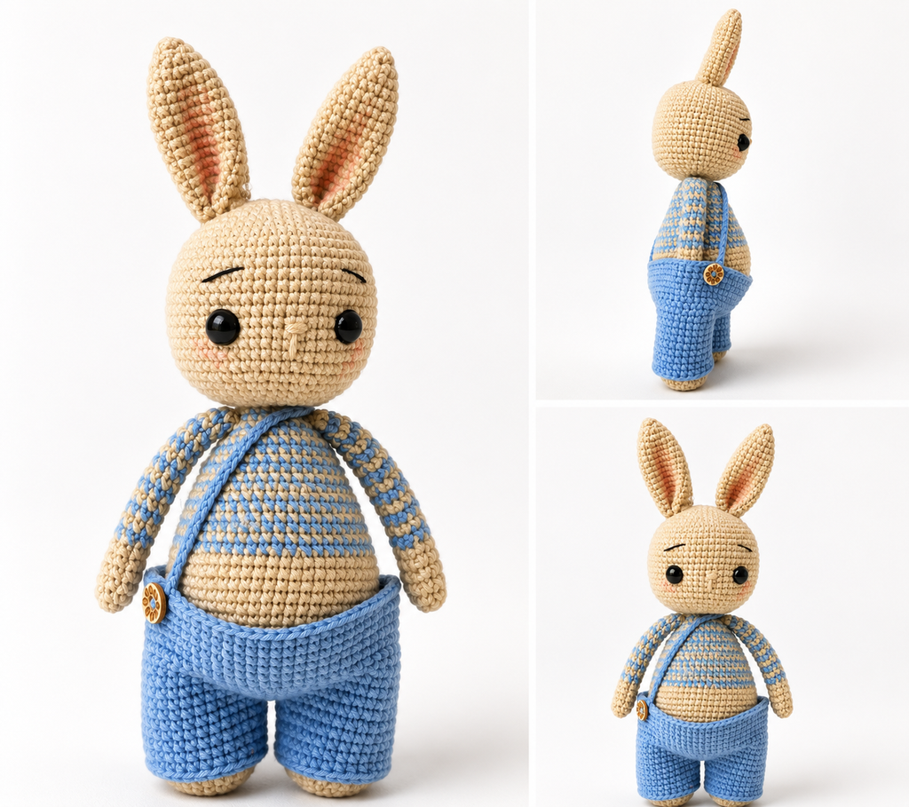 Handmade Crochet Bunny Rabbit - 10 Inch Stuffed Animal | Olive's Crochet Garden