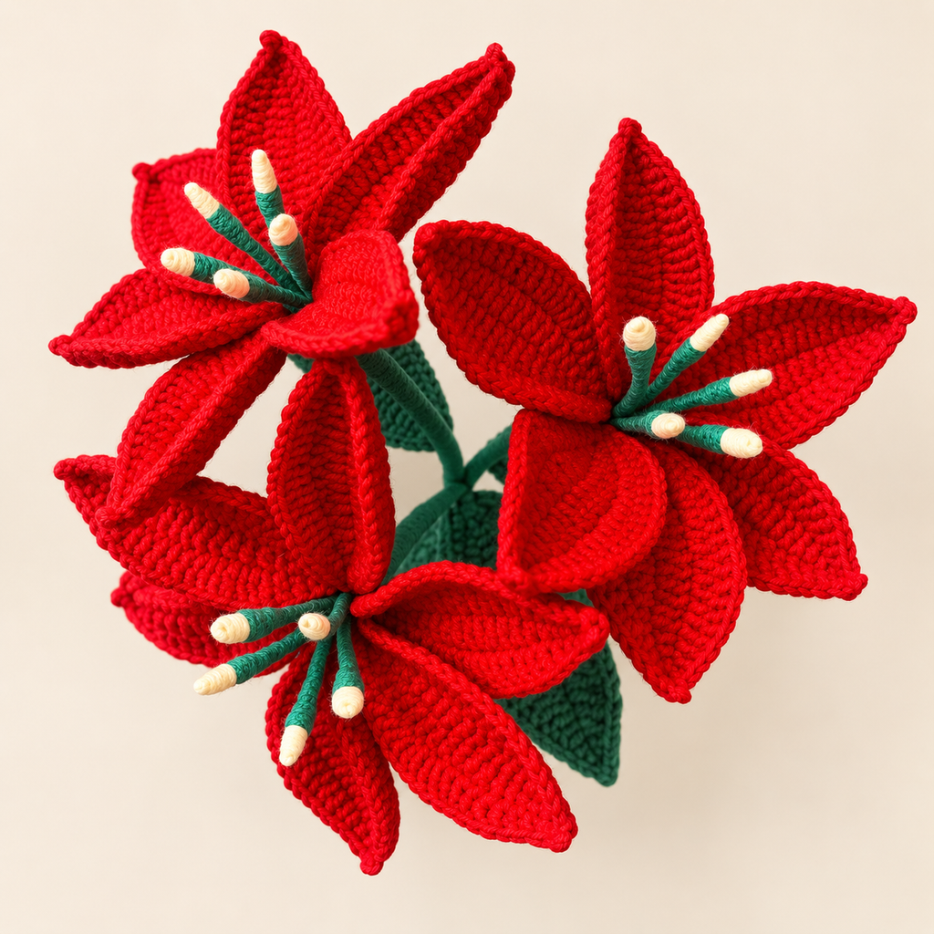 Handmade Crochet Poinsettia Plant