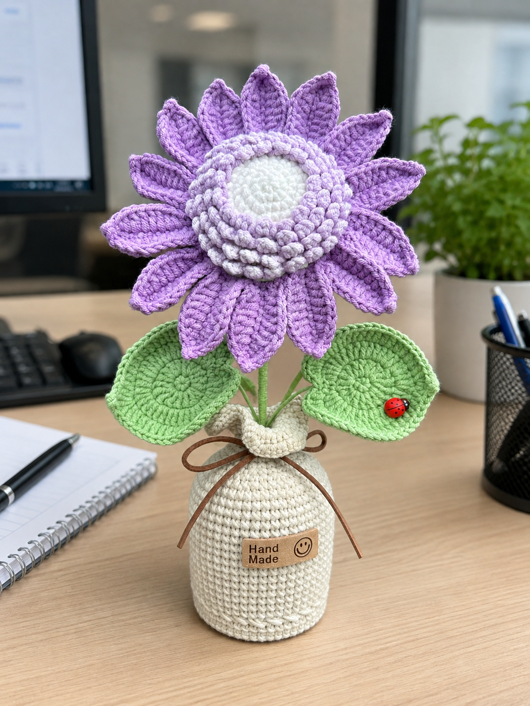 Handmade Crochet Sunflower in Vase