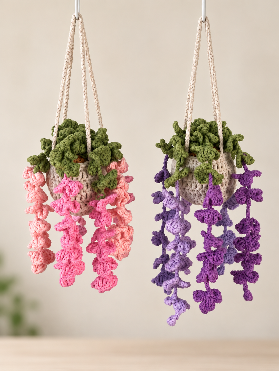 Handmade Crochet Hanging Flower Basket
