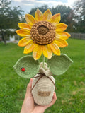 Handmade Crochet Sunflower in Vase