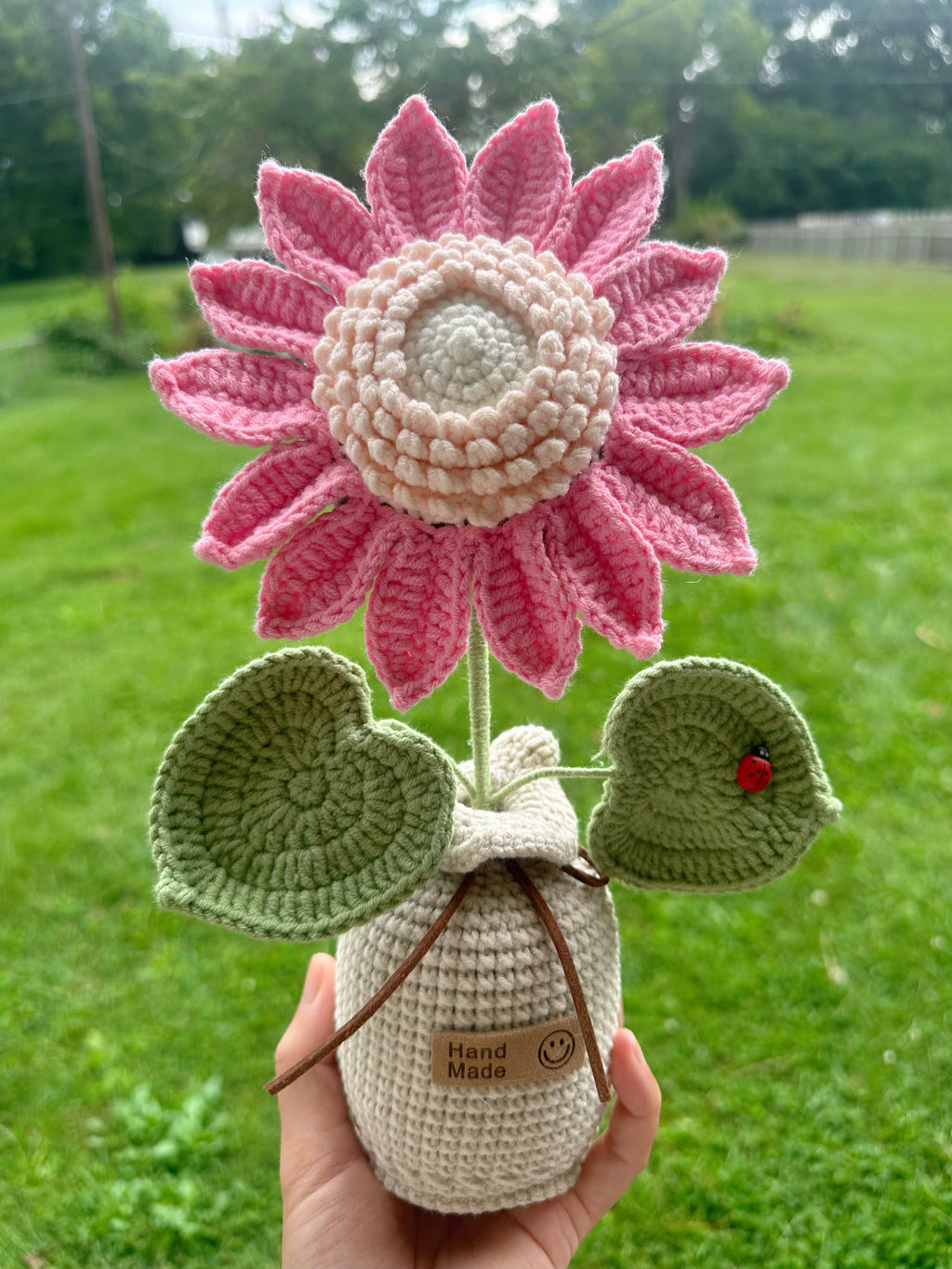 Handmade Crochet Sunflower in Vase