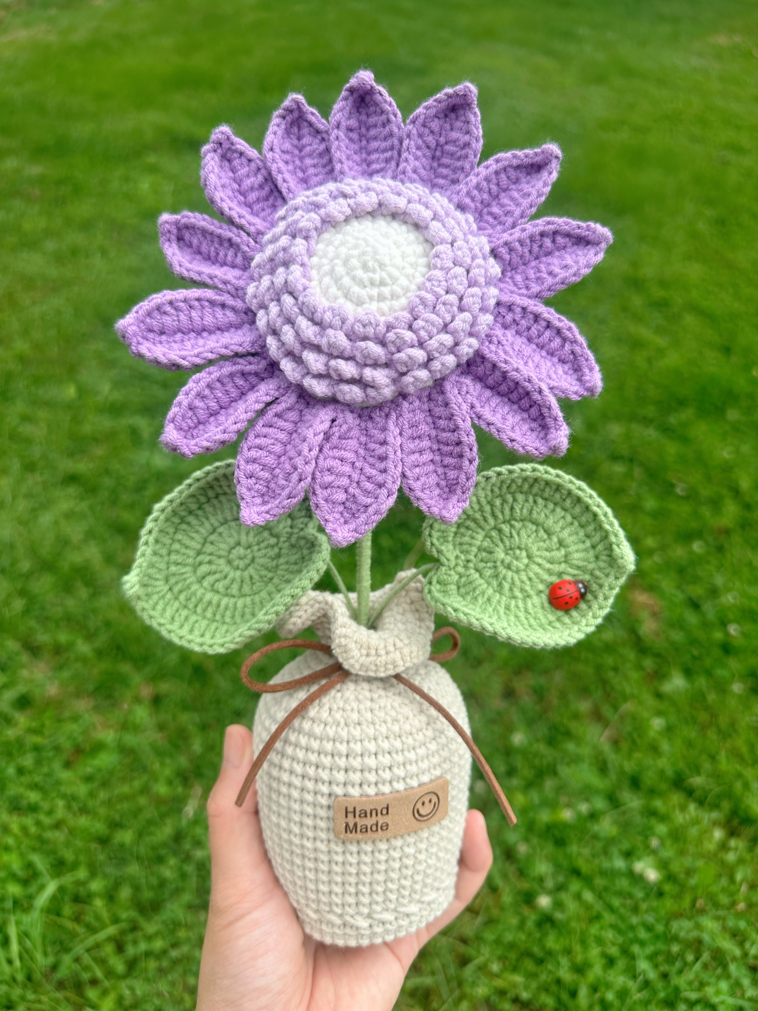 Handmade Crochet Sunflower in Vase