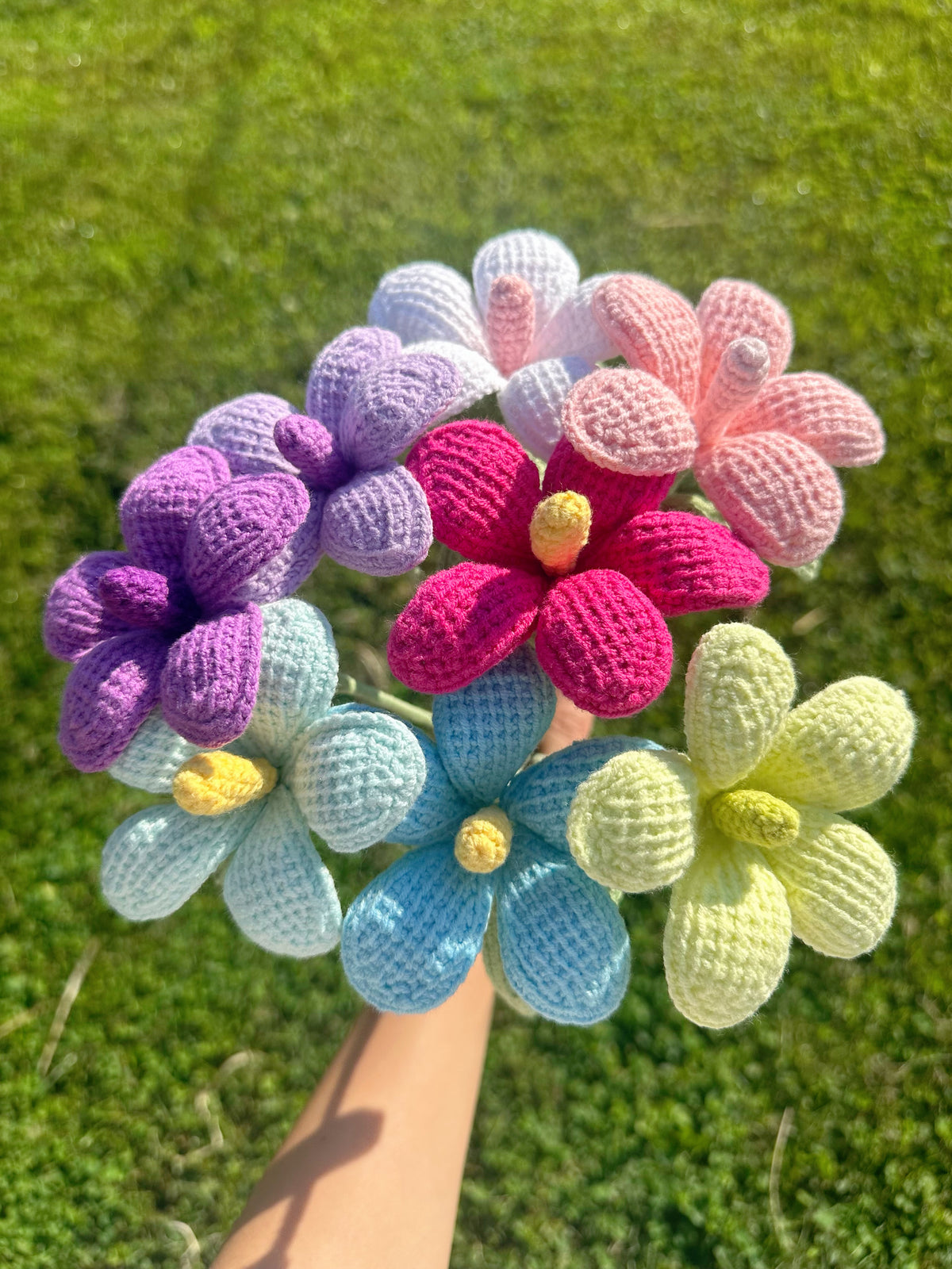 Pastel Crochet Flower with Stem – Choose Your Color