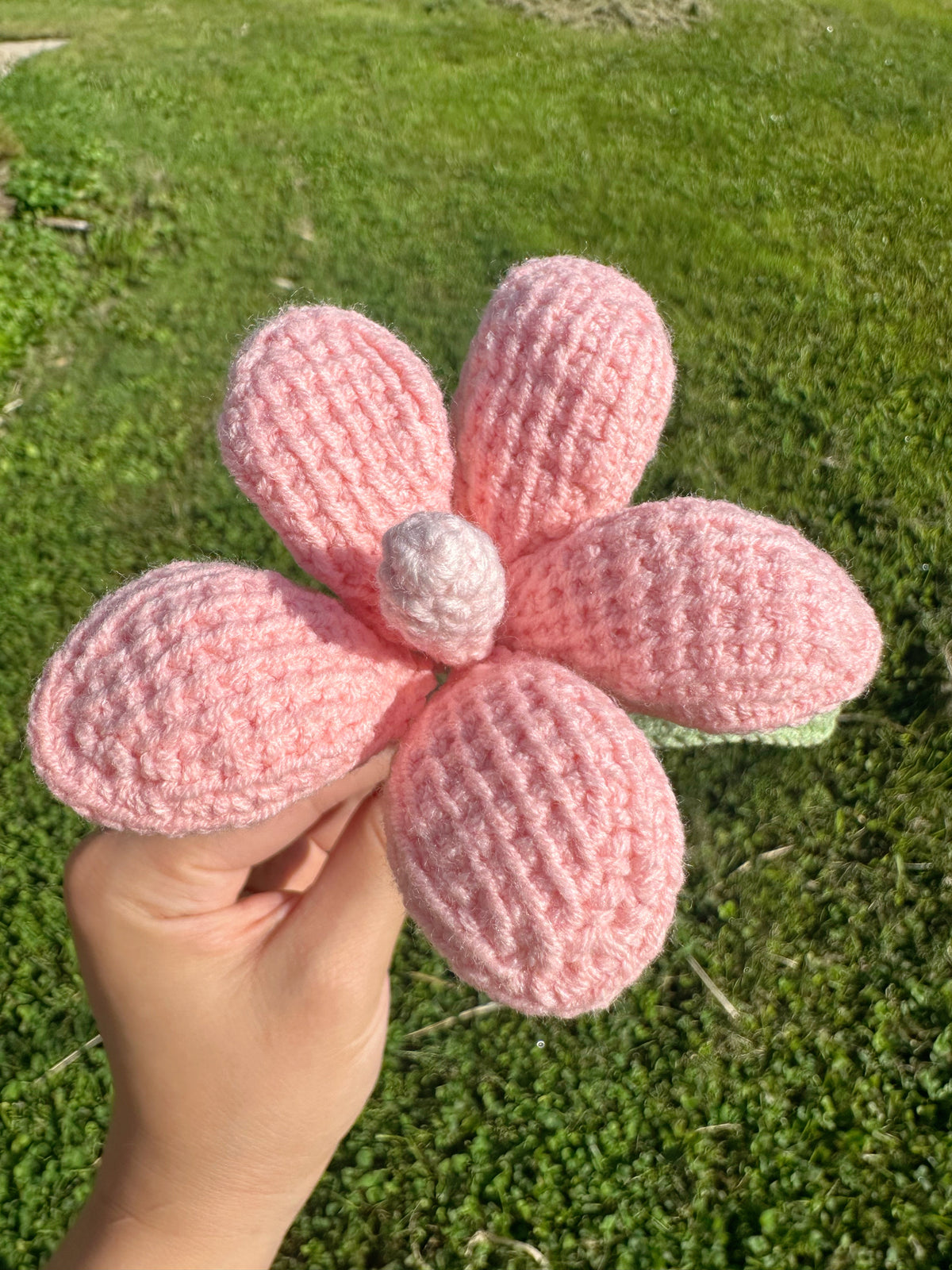 Pastel Crochet Flower with Stem – Choose Your Color