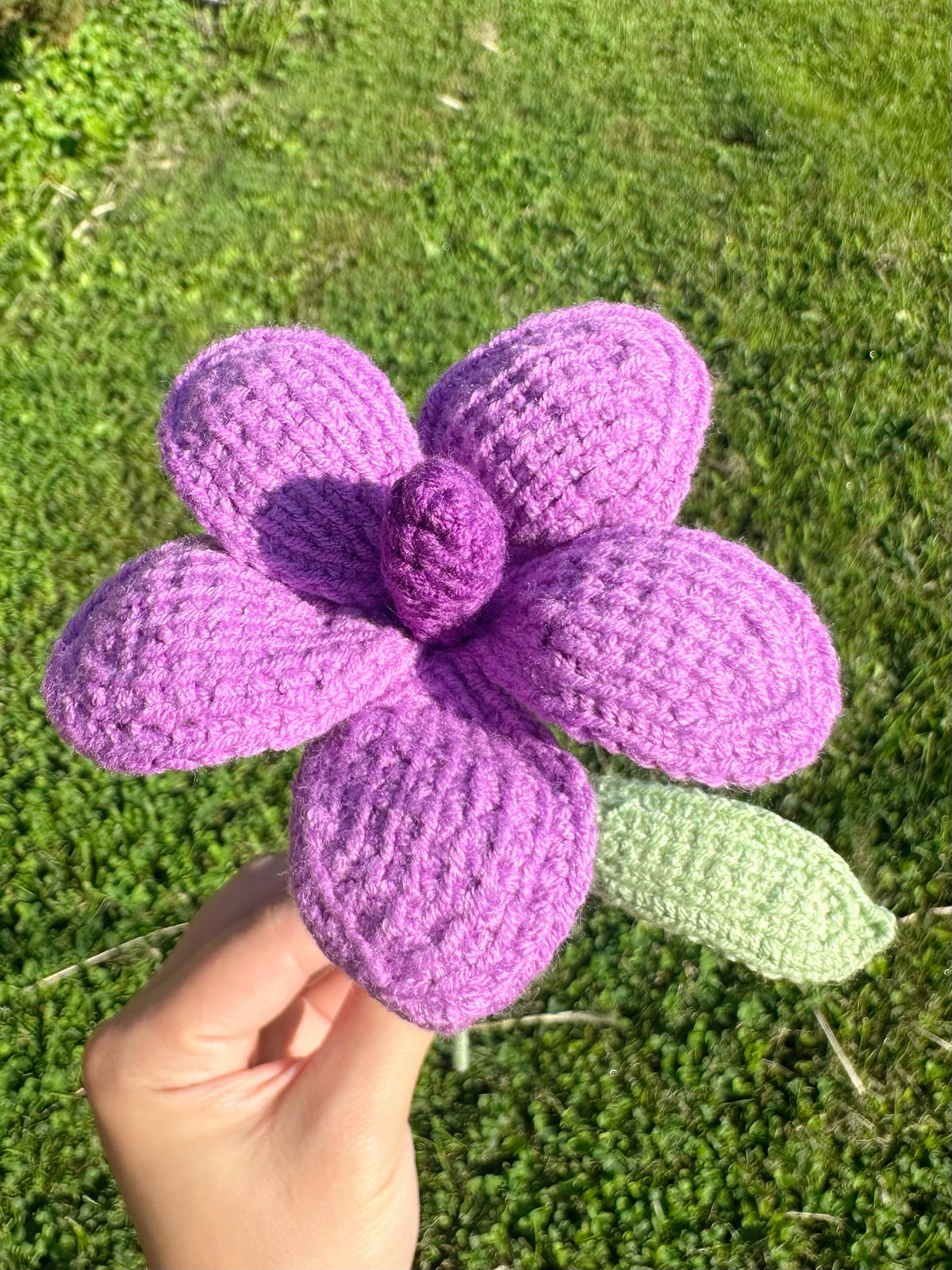 Pastel Crochet Flower with Stem – Choose Your Color