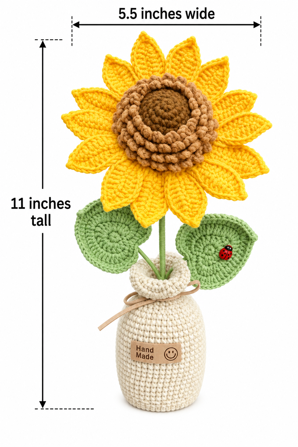 Handmade Crochet Sunflower in Vase