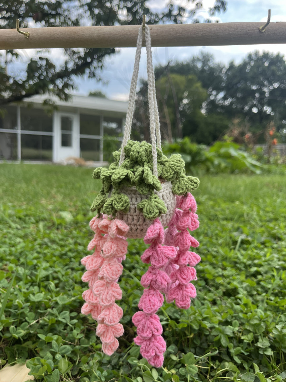Handmade Crochet Hanging Flower Basket