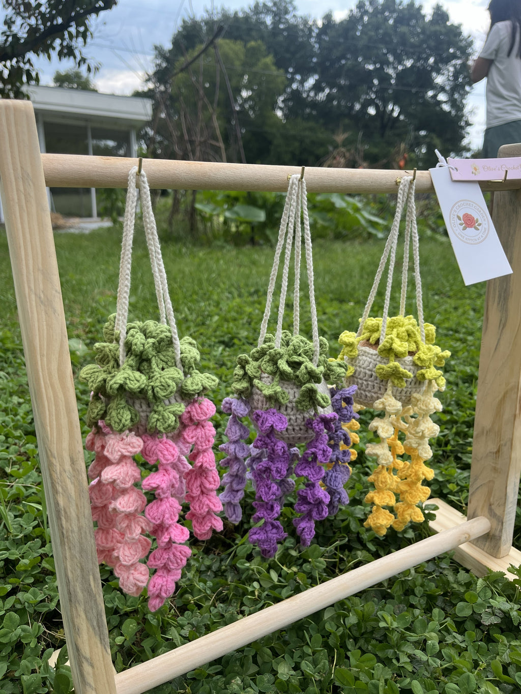 Handmade Crochet Hanging Flower Basket
