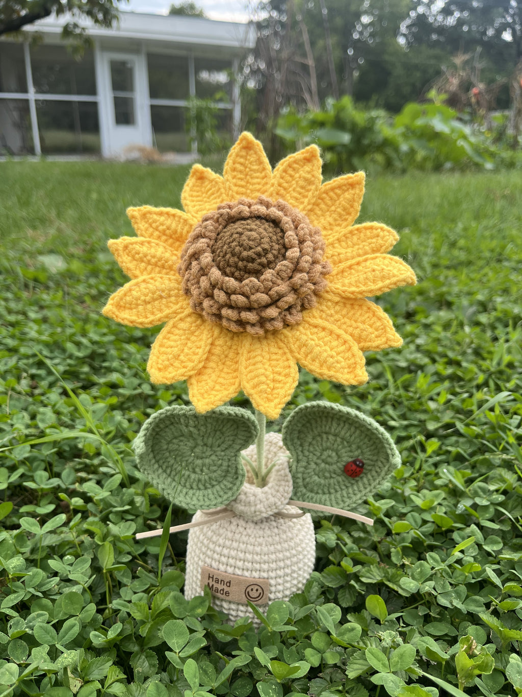 Handmade Crochet Sunflower in Vase