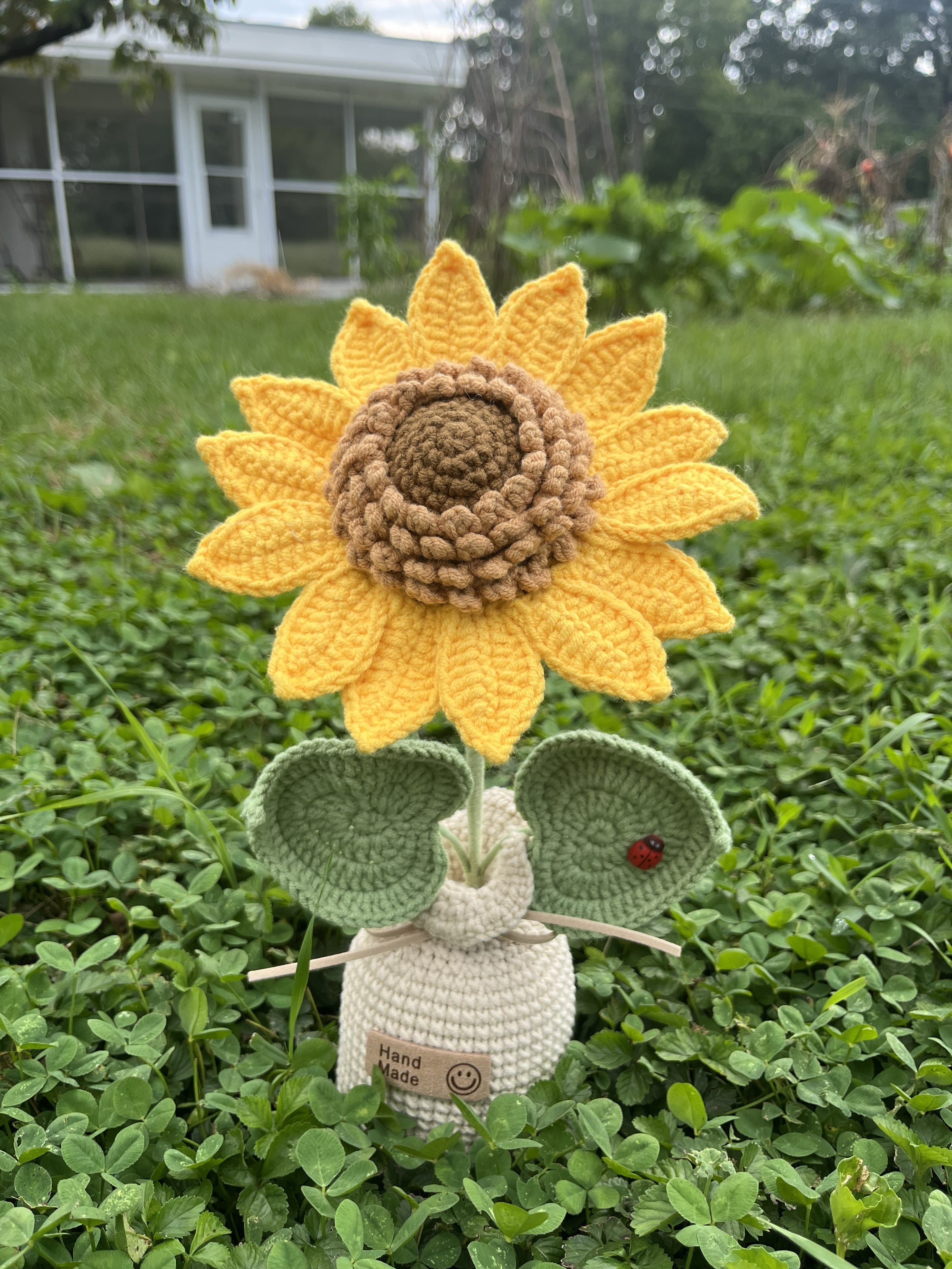 Handmade Crochet Sunflower in Vase