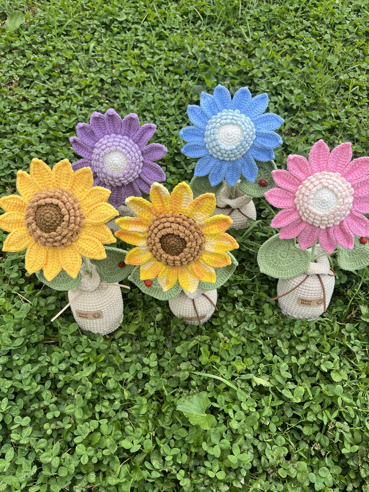 Handmade Crochet Sunflower in Vase