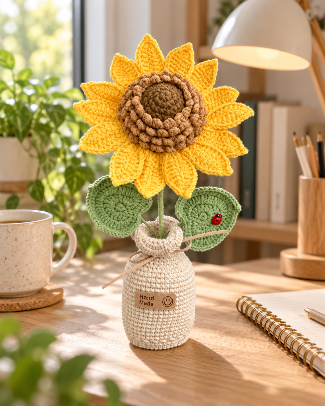 Handmade Crochet Sunflower in Vase