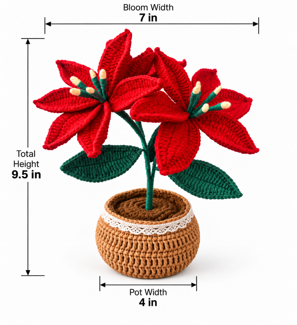 Handmade Crochet Poinsettia Plant