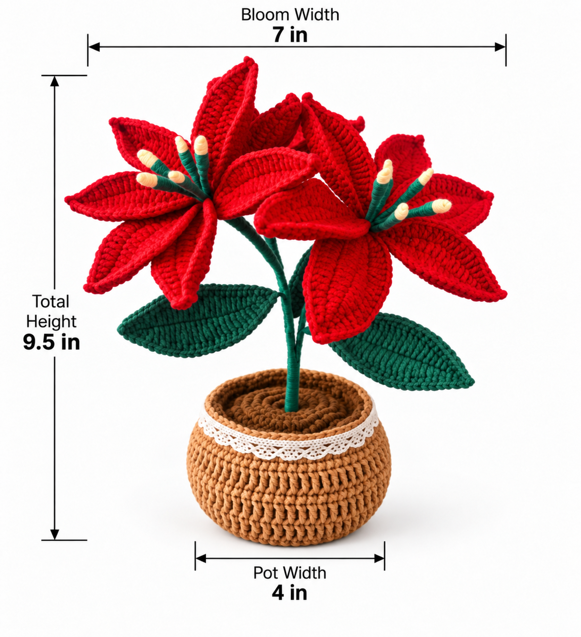 Handmade Crochet Poinsettia Plant